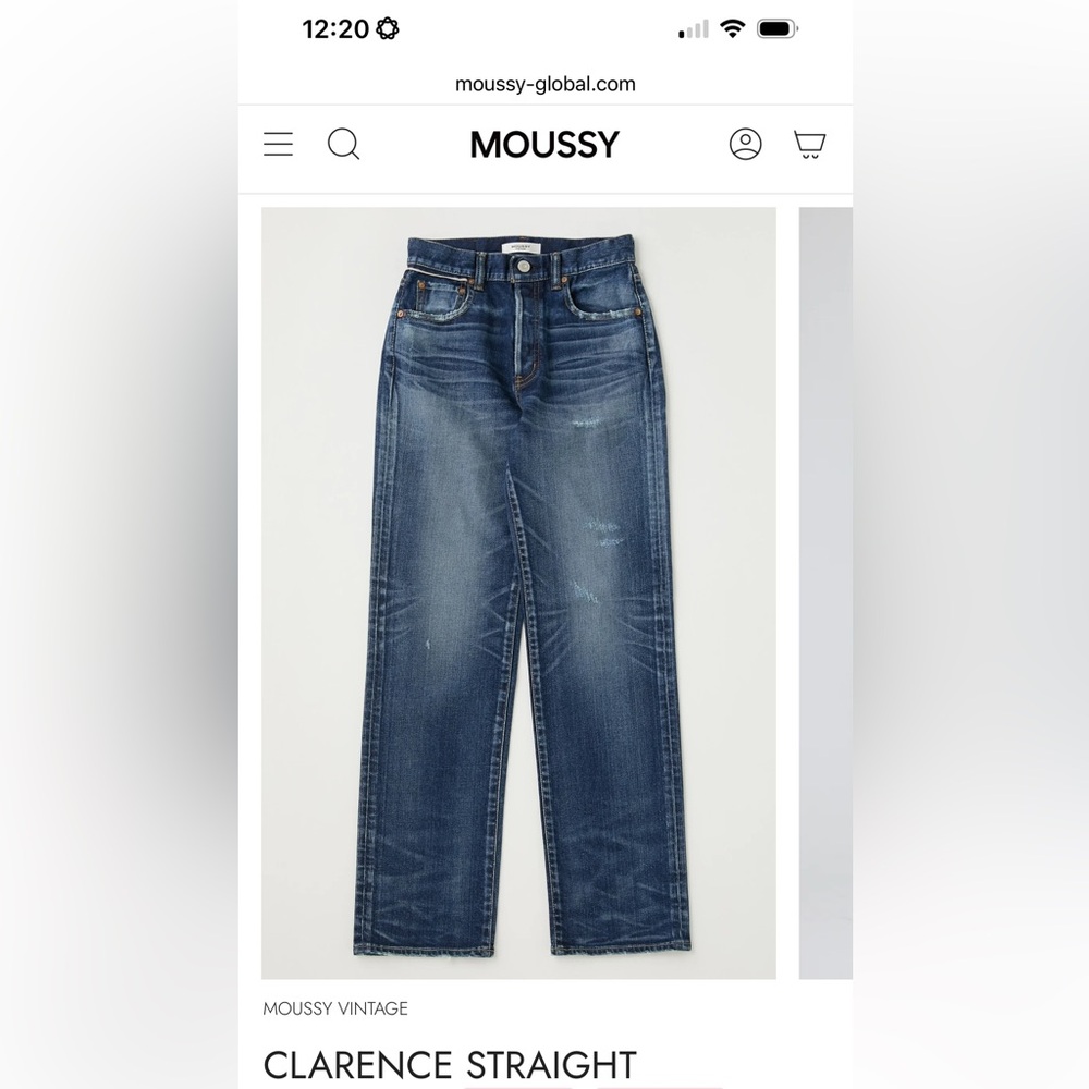 NWT: Moussy Clarence Straight Jean in Dark Blue, sz. 25 ($360 retail)